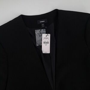 Express Blazer Womens Medium Black Recycled Polyester Collarless